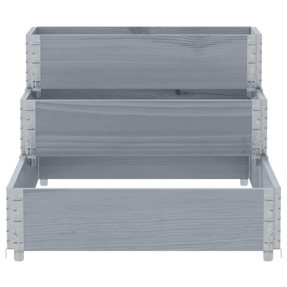 Strat înălțat 3 niveluri gri 120x80 cm lemn masiv pin