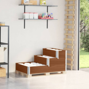 Strat Înălțat 3 Niveluri din Lemn Masiv de Pin - 120x80 cm