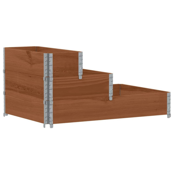 Strat Înălțat 3 Niveluri din Lemn Masiv de Pin - 120x80 cm