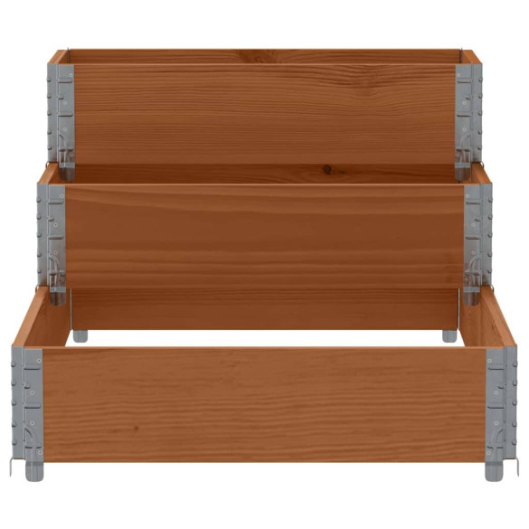 Strat Înălțat 3 Niveluri din Lemn Masiv de Pin - 120x80 cm