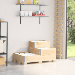 Strat Înălțat 3 Niveluri - Lemn Masiv de Pin 120x80 cm
