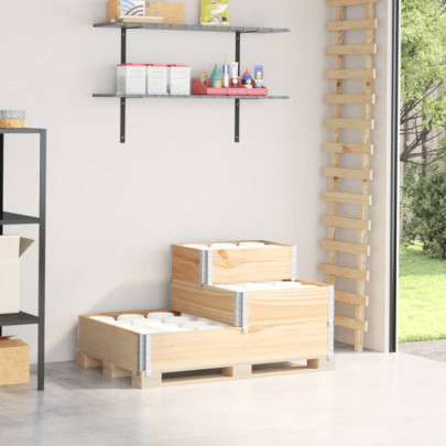 Strat Înălțat 3 Niveluri - Lemn Masiv de Pin 120x80 cm