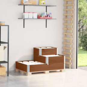 Strat Înălțat 3 Niveluri - Lemn Masiv Pin - 120x80 cm