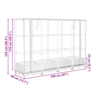 Strat Înălțat cu Sera Ratan pentru Grădinărit
