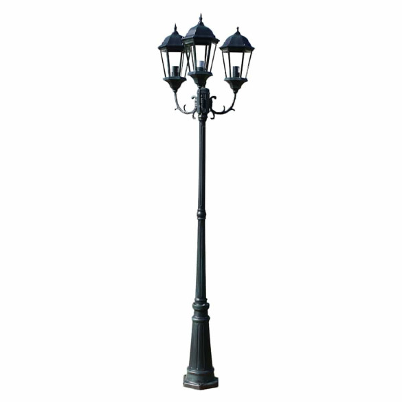 Felinar Brighton 3 brațe 230 cm Verde/Negru - Iluminare Exterior