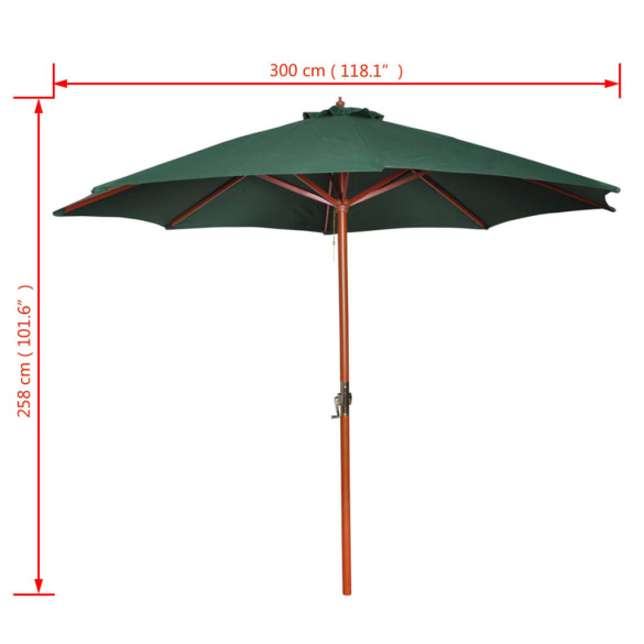 Umbrelă de Soare Verde 258 cm - Livrare Gratuită
