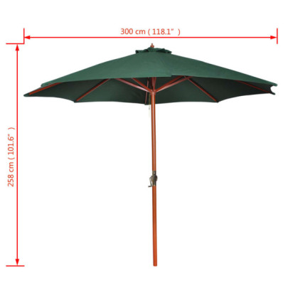 Umbrelă de Soare Verde 258 cm - Livrare Gratuită