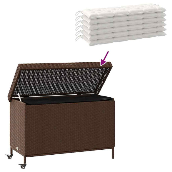 Ladă Depozitare Grădină cu Roti - Maro, Poliratan | Comandă Acum