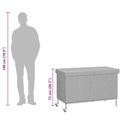 Ladă Depozitare Grădină cu Rote - 110x55x73 cm, Gri