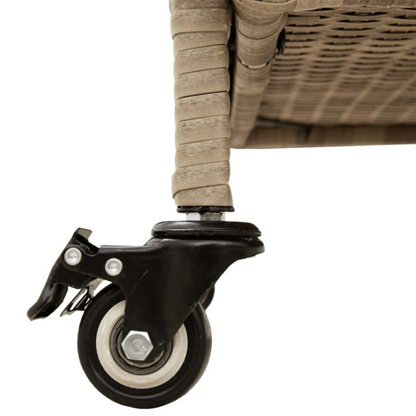 Cutie Depozitare Grădină cu Roti, Bej, Poly Ratan