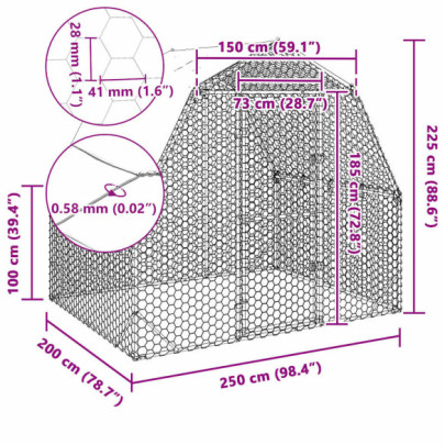 Adăpost Păsări Oțel Galvanizat 5m² - Livrare Gratuită