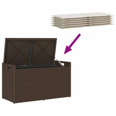 Bancă de depozitare exterior cu pernă - Polirattan 100cm