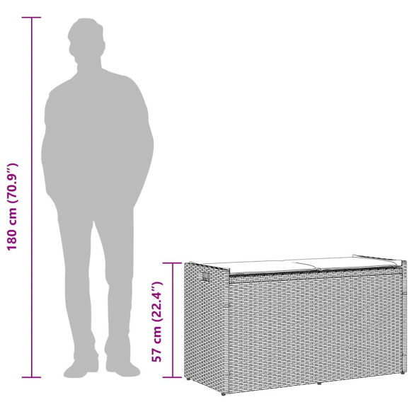 Bancă de depozitare exterior cu pernă - Polirattan 100cm