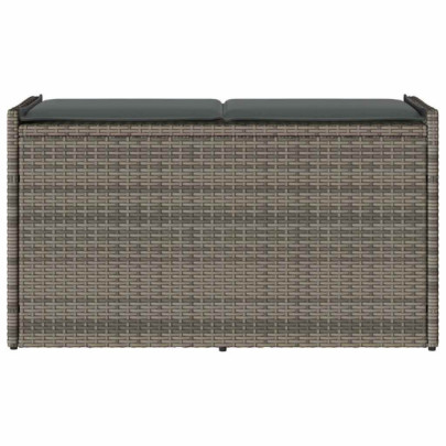 Bancă de depozitare exterior polirattan gri 100 cm