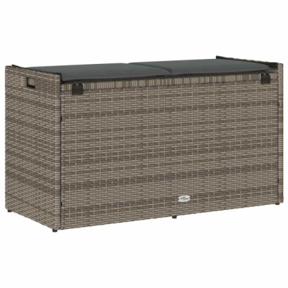 Bancă de depozitare exterior polirattan gri 100 cm