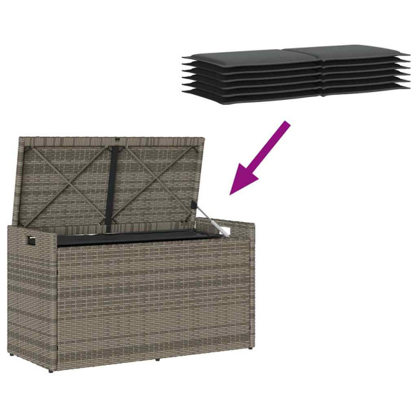 Bancă de depozitare exterior polirattan gri 100 cm