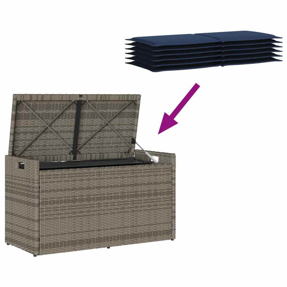 Bancă de depozitare exterior polirattan gri 100 cm