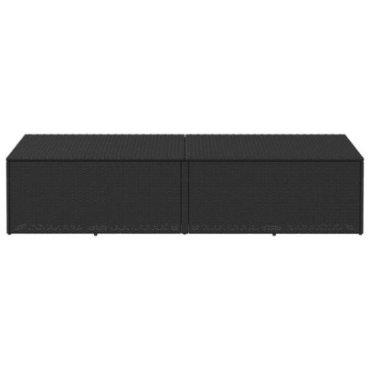 Ladă Depozitare Grădină Poliratan Negru 220x50x58 cm