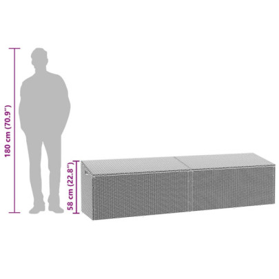 Ladă Depozitare Grădină Poliratan Negru 220x50x58 cm