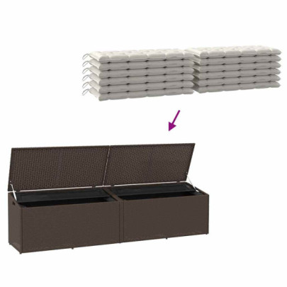 Cutie Depozitare Grădină Poly Ratan Maro 220x50x58 cm