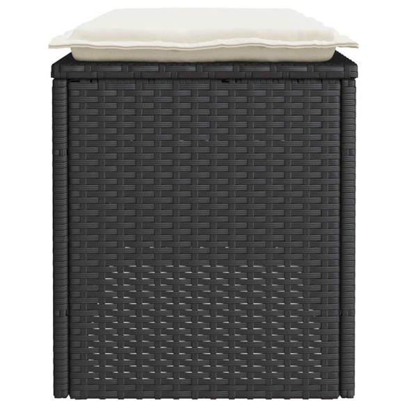 Bancă Grădină cu Pernă Negru Poliratan - Livrare Gratuită