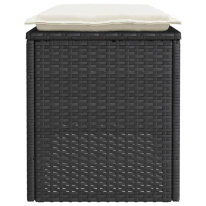 Bancă Grădină cu Pernă Negru Poliratan - Livrare Gratuită