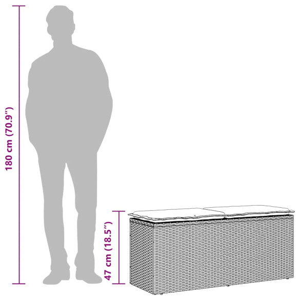 Bancă de Grădină cu Pernă Bej Polirattan | Livrare Gratuită