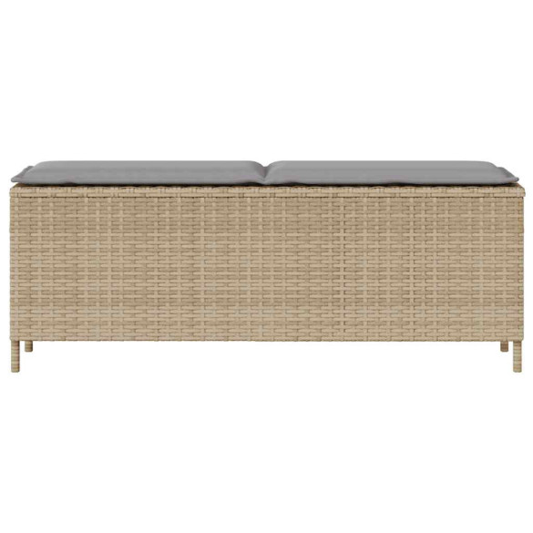 Bancă Grădină cu Pernă - Poly Ratan Bej, Livrare Gratuită