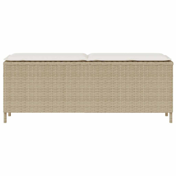 Bancă de Grădină cu Pernă Bej Poly Ratan - Livrare Gratuită