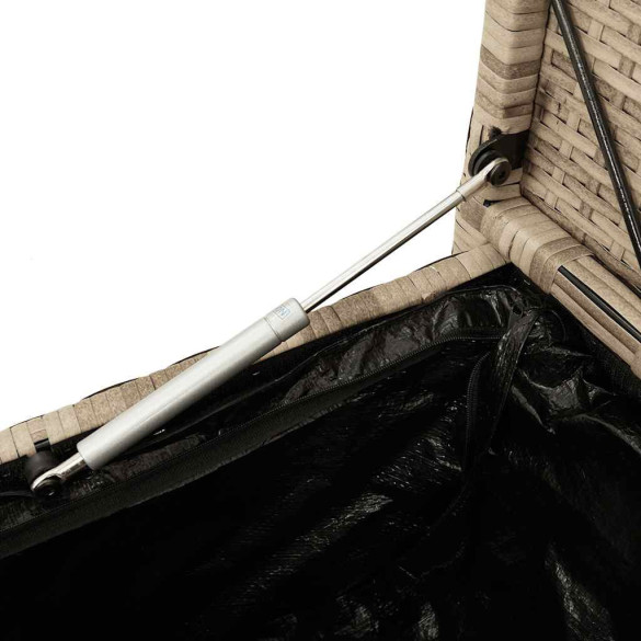 Bancă de depozitare grădină cu pernă - Polirattan Bej