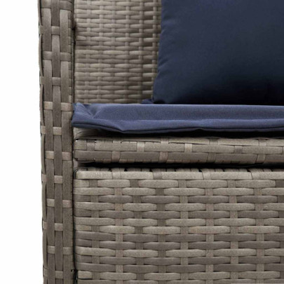 Bancă de Depozitare Grădină cu Pernă - Polirattan Gri