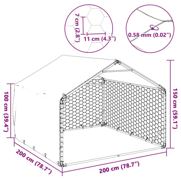 Canisă Câini Exterior 2x2m Oțel Galvanizat - Livrare Gratuită