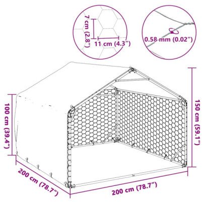 Canisă Câini Exterior 2x2m Oțel Galvanizat - Livrare Gratuită