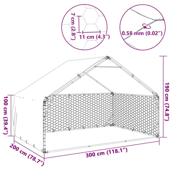 Canisă Exterior Câini 3x2m - Oțel Galvanizat | Livrare Gratuită