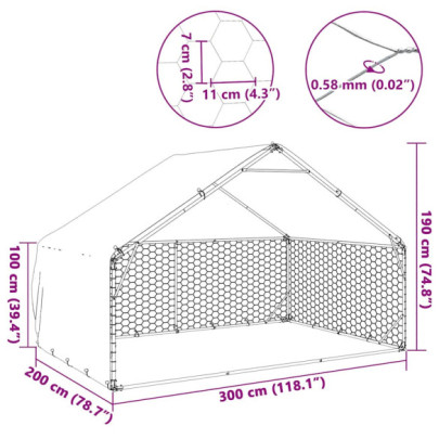 Canisă Exterior Câini 3x2m - Oțel Galvanizat | Livrare Gratuită