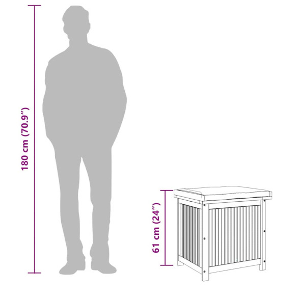 Cutie de perne exterior lemn salcâm | Livrare gratuită