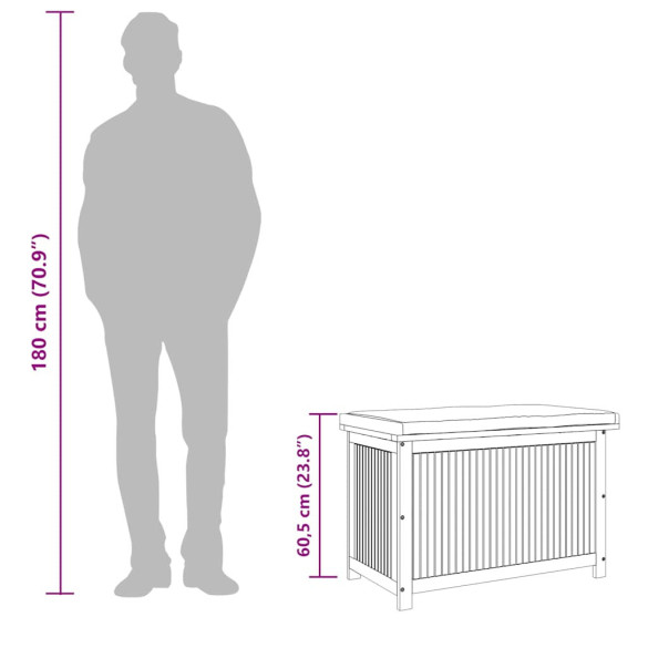 Cutie de perne exterior lemn masiv salcâm 90x50x60,5 cm