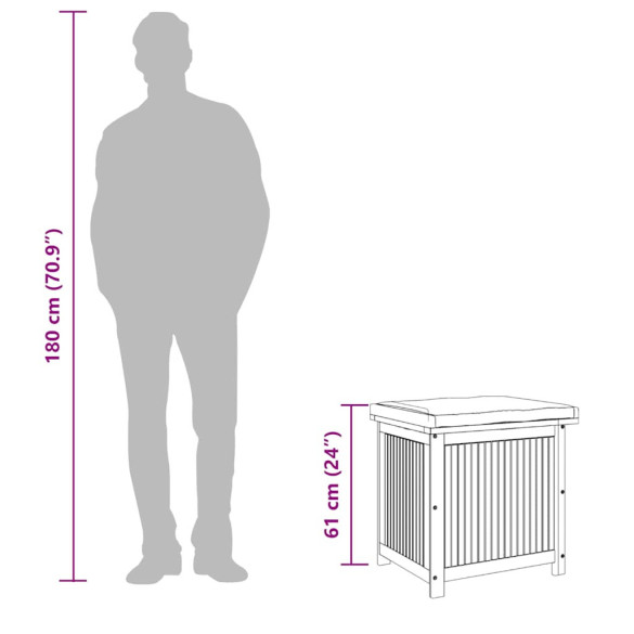 Cutie perne exterior lemn masiv salcâm | Livrare gratuită