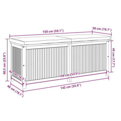 Cutie perne exterior lemn masiv salcâm | Depozitare grada