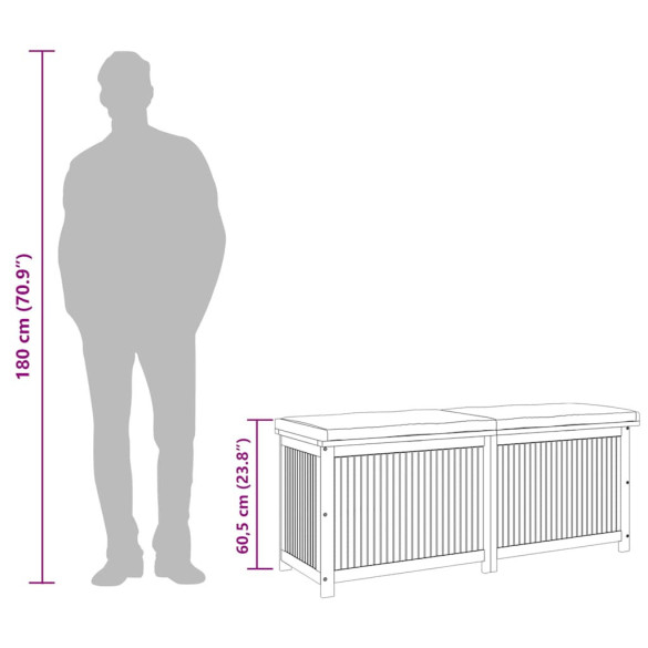 Cutie perne exterior lemn masiv salcâm | Depozitare grada