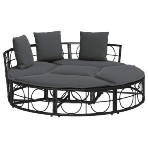 Pat Lounge Exterior Modular Poly Rattan Negru - Livrare Gratuita 2