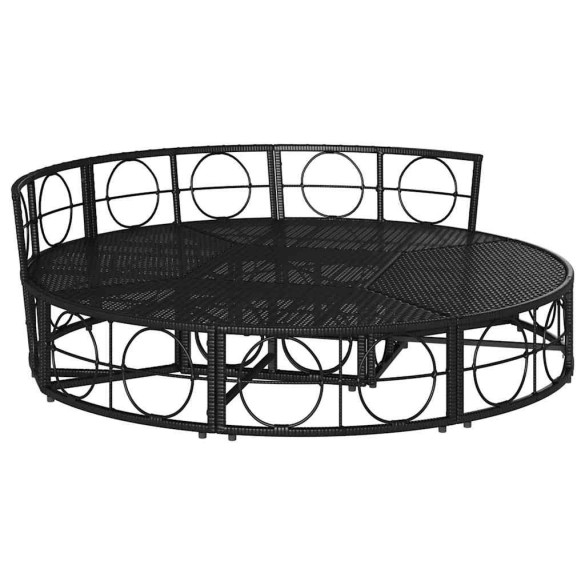 Pat Lounge Exterior Modular Poly Rattan Negru - Livrare Gratuita