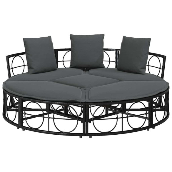 Pat Lounge Exterior Modular Poly Rattan Negru - Livrare Gratuita