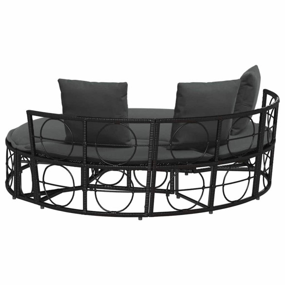 Pat Lounge Exterior Modular Poly Rattan Negru - Livrare Gratuita