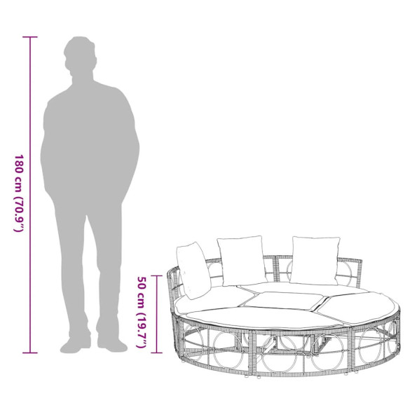 Pat Lounge Exterior Modular Poly Rattan Negru - Livrare Gratuita