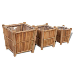Set 3 Straturi Bambus pentru Plante | Livrare Gratuită