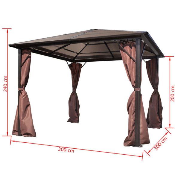 Pavilion cu Perdea Maro 300x300 cm - Livrare Gratuită