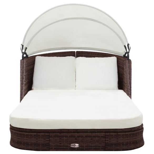 Șezlong Ratan cu Parasolar Maro - Livrare Gratuită