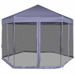 Marchiză Hexagonală Pliabilă 6 Pereți Albastru Închis 3,6x3,1 m 2