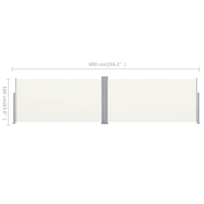 Copertină Laterală Retractabilă 160x600cm Crem | Livrare Gratuită